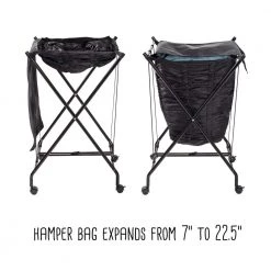 Black Steel and Polycotton Single Bounce Back No Bend Laundry Hamper with Wheels by Honey-Can-Do -Carnegy Avenue Sales black honey can do hampers hmp 09224 1f 1000