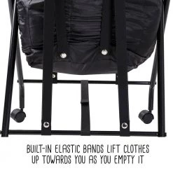 Black Steel and Polycotton Single Bounce Back No Bend Laundry Hamper with Wheels by Honey-Can-Do -Carnegy Avenue Sales black honey can do hampers hmp 09224 44 1000