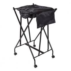 Black Steel and Polycotton Single Bounce Back No Bend Laundry Hamper with Wheels by Honey-Can-Do -Carnegy Avenue Sales black honey can do hampers hmp 09224 c3 1000