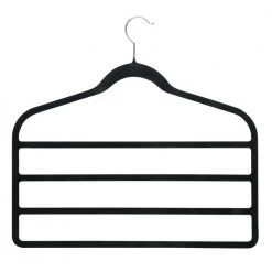 Black 4-Tier Non-Slip Velvet Pants Hangers (4-Pack) by Honey-Can-Do
