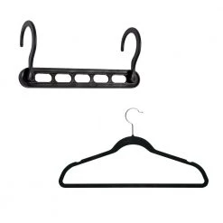 Black Plastic Set of 5 Collapsible Hangers and 50 Velvet Non-Slip Hangers 55-Pack by Honey-Can-Do