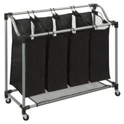 Quad Laundry Sorter with Mesh Bags, Steel/Black by Honey-Can-Do