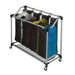 Quad Laundry Sorter with Mesh Bags, Steel/Black by Honey-Can-Do 14 Quad Laundry Sorter with Mesh Bags, Steel/Black by Honey-Can-Do -Carnegy Avenue Sales black honey can do laundry sorters srt 01682 66 1000