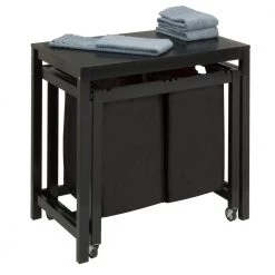 Double Sorter with Folding Table by Honey-Can-Do -Carnegy Avenue Sales black honey can do laundry sorters srt 03571 e1 1000