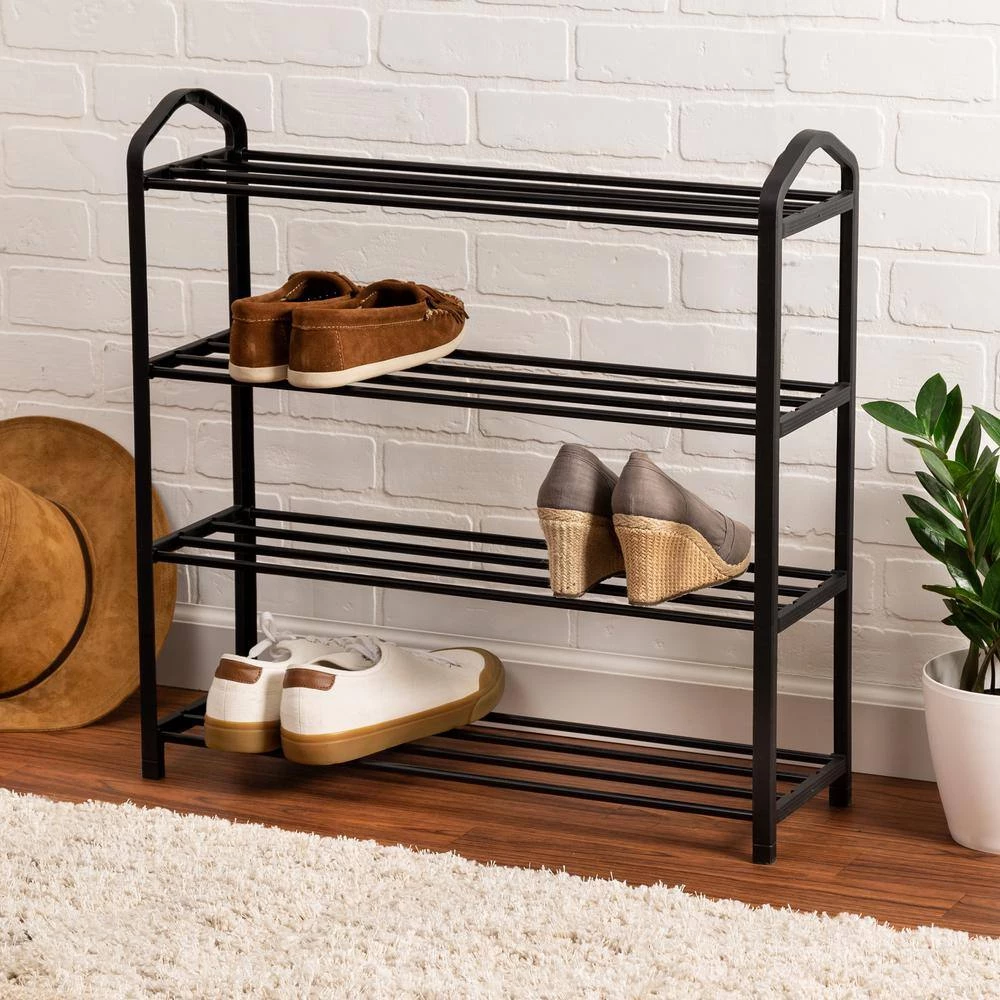 24.4 in H 16-Pair 3-Tier Black Steel Shoe Rack by Honey-Can-Do 8 24.4 in H 16-Pair 3-Tier Black Steel Shoe Rack by Honey-Can-Do - Image 6