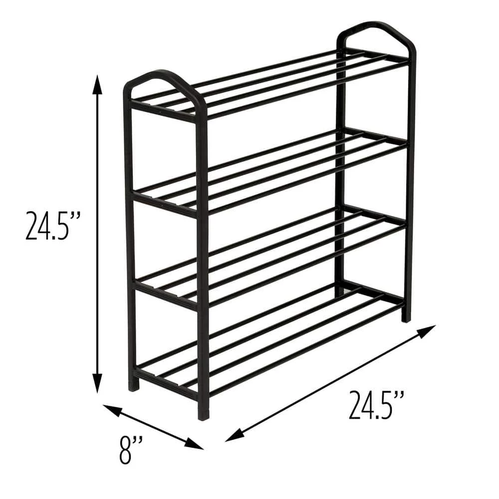 24.4 in H 16-Pair 3-Tier Black Steel Shoe Rack by Honey-Can-Do 7 24.4 in H 16-Pair 3-Tier Black Steel Shoe Rack by Honey-Can-Do - Image 5