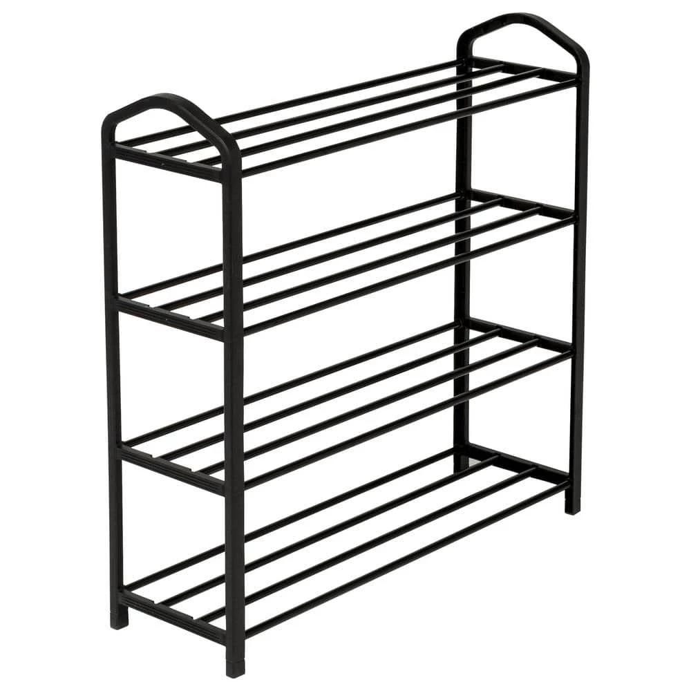 24.4 in H 16-Pair 3-Tier Black Steel Shoe Rack by Honey-Can-Do 3 24.4 in H 16-Pair 3-Tier Black Steel Shoe Rack by Honey-Can-Do