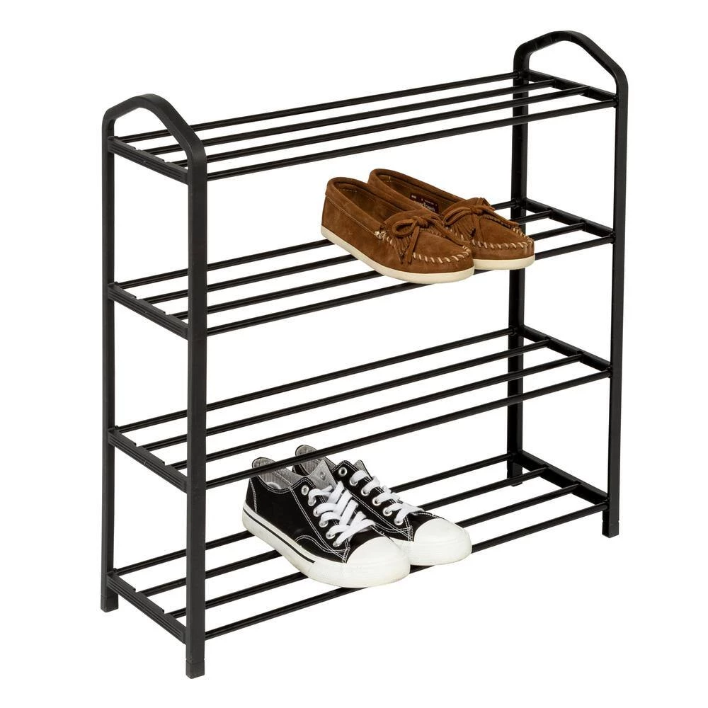 24.4 in H 16-Pair 3-Tier Black Steel Shoe Rack by Honey-Can-Do 4 24.4 in H 16-Pair 3-Tier Black Steel Shoe Rack by Honey-Can-Do - Image 2