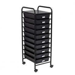 Steel and Plastic Rolling 10-Drawer Cart in Black by Honey-Can-Do