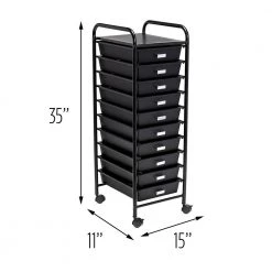 Steel and Plastic Rolling 10-Drawer Cart in Black by Honey-Can-Do -Carnegy Avenue Sales black honey can do storage drawers crt 08654 76 1000