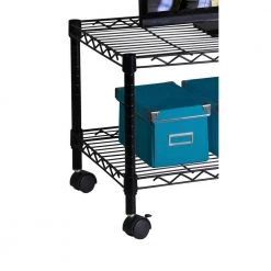2-Tier Steel Wire Rolling Media Cart in Black by Honey-Can-Do -Carnegy Avenue Sales black honey can do utility carts crt 03937 4f 1000
