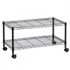 2-Tier Steel Wire Rolling Media Cart in Black by Honey-Can-Do