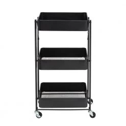 3-Tier Steel 4-Wheeled Folding Utility Cart in Black by Honey-Can-Do -Carnegy Avenue Sales black honey can do utility carts crt 09584 4f 1000