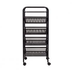 4-Tier Steel 4-Wheeled Utility Cart in Black by Honey-Can-Do