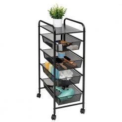 4-Tier Steel 4-Wheeled Utility Cart in Black by Honey-Can-Do -Carnegy Avenue Sales black honey can do utility carts crt 09588 fa 1000