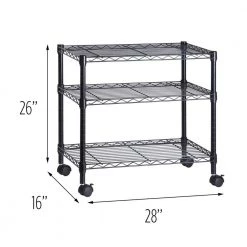 3-Tier Steel 4-Wheeled Media Cart in Black by Honey-Can-Do -Carnegy Avenue Sales black honey can do utility carts crt 09693 1f 1000