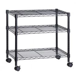 3-Tier Steel 4-Wheeled Media Cart in Black by Honey-Can-Do