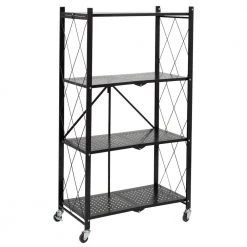 4-Tier Steel Collapsible 4-Wheel Utility Cart in Black by Honey-Can-Do