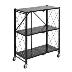 3-Tier Steel 4-Wheeled Collapsible Utility Cart in Black by Honey-Can-Do