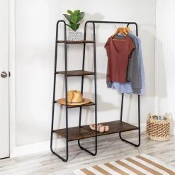 Black/Natural Steel and MDF Clothes Rack 39.4 in. W x 59.6 in. H by Honey-Can-Do -Carnegy Avenue Sales black natural honey can do clothes racks gar 09567 31 1000
