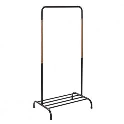 Black/Natural Steel Clothes Rack with Shoe Shelf 29.5 in. W x 61 in. H by Honey-Can-Do