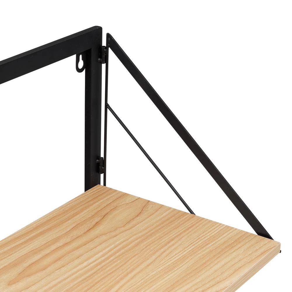 22 in. H x 24 in. W x 10 in. D 2-Tier Steel/MDF Wall or Over-the-Door Laundry Shelf in Black/Natural by Honey-Can-Do 7 22 in. H x 24 in. W x 10 in. D 2-Tier Steel/MDF Wall or Over-the-Door Laundry Shelf in Black/Natural by Honey-Can-Do - Image 5