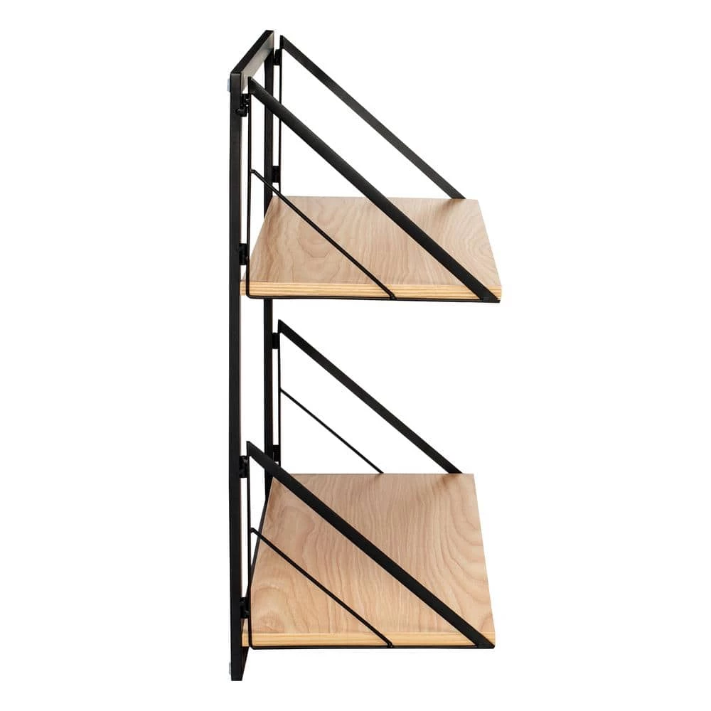 22 in. H x 24 in. W x 10 in. D 2-Tier Steel/MDF Wall or Over-the-Door Laundry Shelf in Black/Natural by Honey-Can-Do 5 22 in. H x 24 in. W x 10 in. D 2-Tier Steel/MDF Wall or Over-the-Door Laundry Shelf in Black/Natural by Honey-Can-Do - Image 3