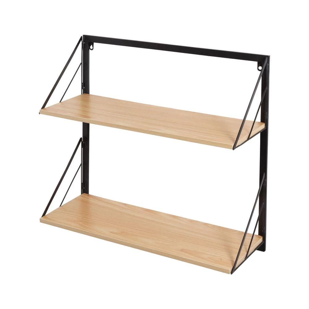 22 in. H x 24 in. W x 10 in. D 2-Tier Steel/MDF Wall or Over-the-Door Laundry Shelf in Black/Natural by Honey-Can-Do 3 22 in. H x 24 in. W x 10 in. D 2-Tier Steel/MDF Wall or Over-the-Door Laundry Shelf in Black/Natural by Honey-Can-Do