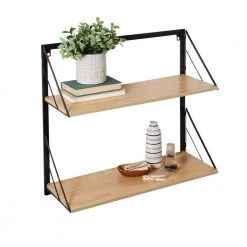 22 in. H x 24 in. W x 10 in. D 2-Tier Steel/MDF Wall or Over-the-Door Laundry Shelf in Black/Natural by Honey-Can-Do 10 22 in. H x 24 in. W x 10 in. D 2-Tier Steel/MDF Wall or Over-the-Door Laundry Shelf in Black/Natural by Honey-Can-Do -Carnegy Avenue Sales black natural honey can do laundry room cabinets shf 09785 c3 1000