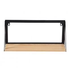 8 in. H x 18 in. W x 6 in. D Small Wall-Mounted Floating Shelf for with Black Metal Bracket in Black/Natural by Honey-Can-Do 12 8 in. H x 18 in. W x 6 in. D Small Wall-Mounted Floating Shelf for with Black Metal Bracket in Black/Natural by Honey-Can-Do -Carnegy Avenue Sales black natural honey can do laundry room cabinets shf 09787 4f 1000