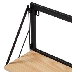 8 in. H x 18 in. W x 6 in. D Small Wall-Mounted Floating Shelf for with Black Metal Bracket in Black/Natural by Honey-Can-Do 15 8 in. H x 18 in. W x 6 in. D Small Wall-Mounted Floating Shelf for with Black Metal Bracket in Black/Natural by Honey-Can-Do -Carnegy Avenue Sales black natural honey can do laundry room cabinets shf 09787 fa 1000