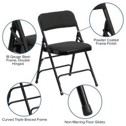 Black Patterned Metal Folding Chair (4-Pack) by Carnegy Avenue -Carnegy Avenue Sales black patterned carnegy avenue folding chairs cga aw 23782 bl hd 44 1000
