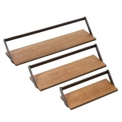 Black/Rustic Steel Floating Wall Shelves (Set of 3) by Honey-Can-Do