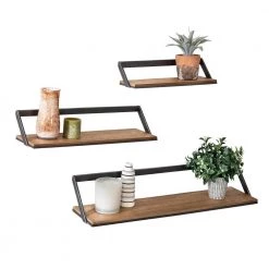 Black/Rustic Steel Floating Wall Shelves (Set of 3) by Honey-Can-Do 12 Black/Rustic Steel Floating Wall Shelves (Set of 3) by Honey-Can-Do -Carnegy Avenue Sales black rustic honey can do decorative shelving shf 09342 c3 1000