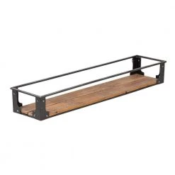 Black/Rustic Steel and Wood Floating Decorative Wall Shelves (Set of 2) by Honey-Can-Do -Carnegy Avenue Sales black rustic honey can do decorative shelving shf 09343 4f 1000
