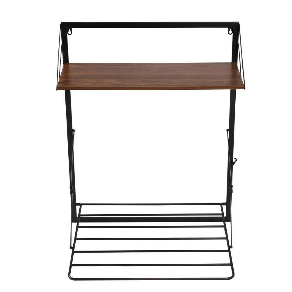 Laundry Room Makeover 24 in. W x 31 in. H Melamine and Steel Wall-Mounted Folding Drying Rack in Black/Walnut by Honey-Can-Do 5 Laundry Room Makeover 24 in. W x 31 in. H Melamine and Steel Wall-Mounted Folding Drying Rack in Black/Walnut by Honey-Can-Do - Image 3