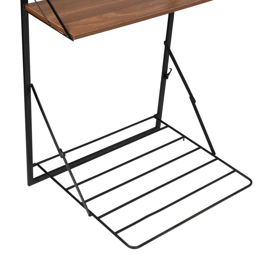 Laundry Room Makeover 24 in. W x 31 in. H Melamine and Steel Wall-Mounted Folding Drying Rack in Black/Walnut by Honey-Can-Do 8 Laundry Room Makeover 24 in. W x 31 in. H Melamine and Steel Wall-Mounted Folding Drying Rack in Black/Walnut by Honey-Can-Do - Image 6
