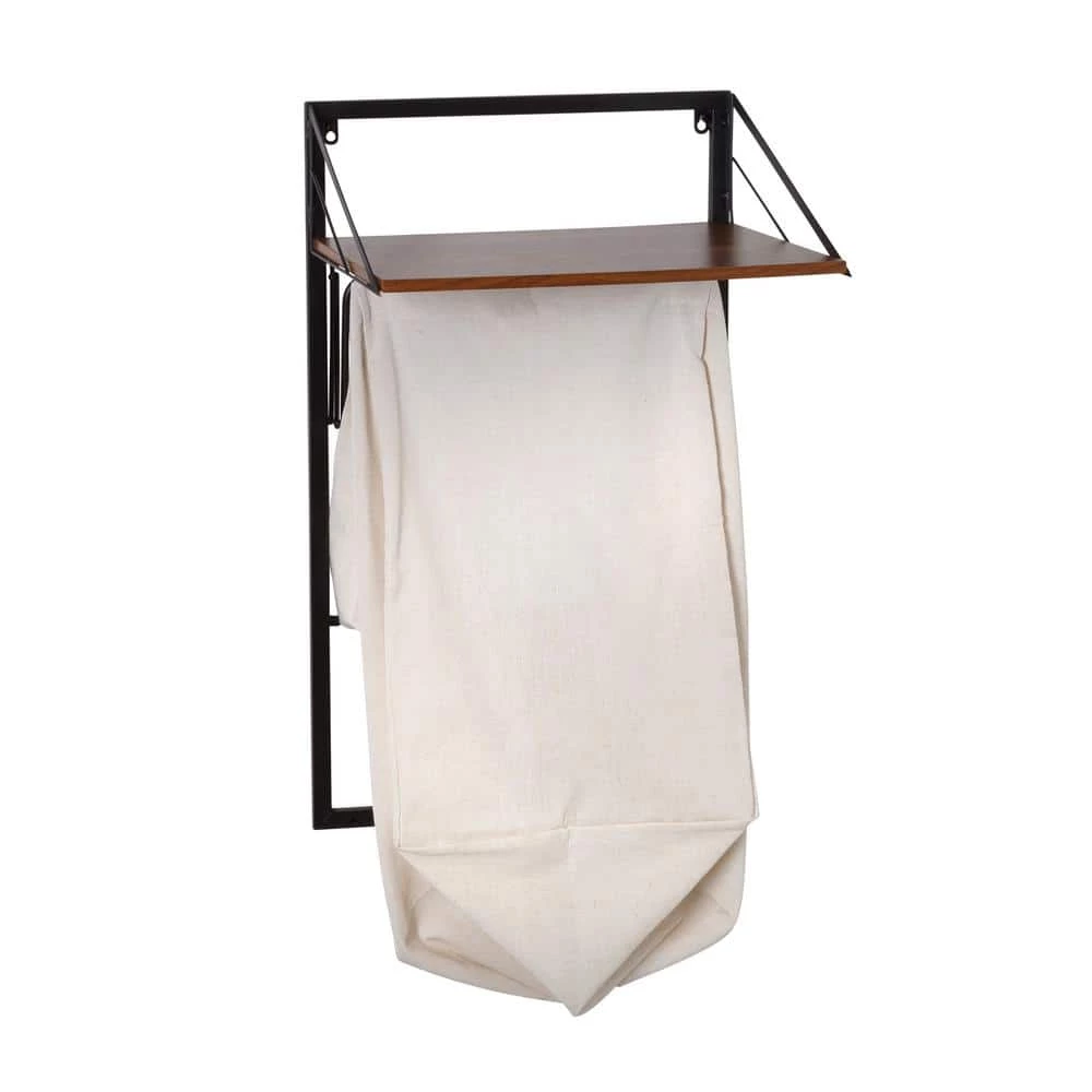 Laundry Room Makeover Black/Walnut Collapsible Melamine/Steel Hanging Hamper with Shelf by Honey-Can-Do 7 Laundry Room Makeover Black/Walnut Collapsible Melamine/Steel Hanging Hamper with Shelf by Honey-Can-Do - Image 5