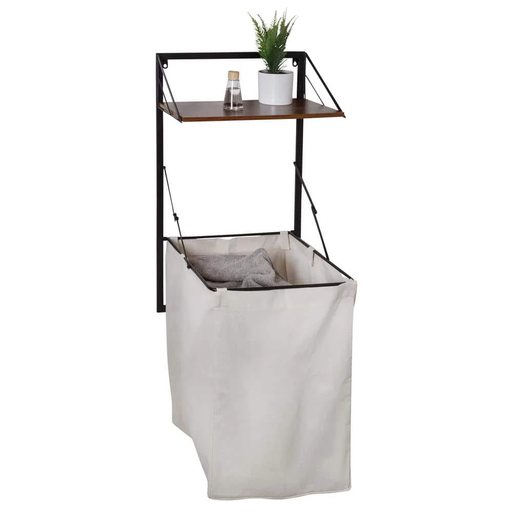 Laundry Room Makeover Black/Walnut Collapsible Melamine/Steel Hanging Hamper with Shelf by Honey-Can-Do 3 Laundry Room Makeover Black/Walnut Collapsible Melamine/Steel Hanging Hamper with Shelf by Honey-Can-Do