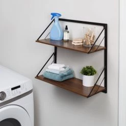 Laundry Room Makeover 22 in. H x 24 in. W x 10 in. D 2-Tier Melamine and Steel Shelf in Black/Walnut by Honey-Can-Do -Carnegy Avenue Sales black walnut honey can do laundry room cabinets shf 09780 31 1000