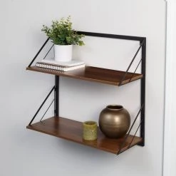 Laundry Room Makeover 22 in. H x 24 in. W x 10 in. D 2-Tier Melamine and Steel Shelf in Black/Walnut by Honey-Can-Do -Carnegy Avenue Sales black walnut honey can do laundry room cabinets shf 09780 44 1000