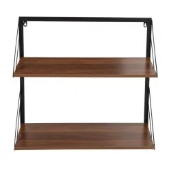 Laundry Room Makeover 22 in. H x 24 in. W x 10 in. D 2-Tier Melamine and Steel Shelf in Black/Walnut by Honey-Can-Do -Carnegy Avenue Sales black walnut honey can do laundry room cabinets shf 09780 4f 1000