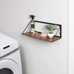 Laundry Room Makeover 8 in. H x 24 in. W x 10 in. D Melamine and Steel Shelf in Walnut/Black by Honey-Can-Do 17 Laundry Room Makeover 8 in. H x 24 in. W x 10 in. D Melamine and Steel Shelf in Walnut/Black by Honey-Can-Do -Carnegy Avenue Sales black walnut honey can do laundry room cabinets shf 09781 31 1000