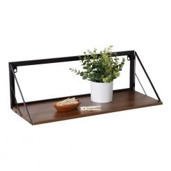 Laundry Room Makeover 8 in. H x 24 in. W x 10 in. D Melamine and Steel Shelf in Walnut/Black by Honey-Can-Do