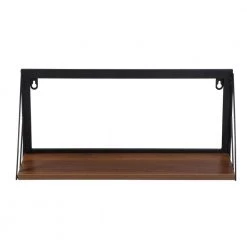 Laundry Room Makeover 8 in. H x 18 in. W x 6 in. D Melamine and Steel Shelf in Walnut/Black by Honey-Can-Do -Carnegy Avenue Sales black walnut honey can do laundry room cabinets shf 09782 4f 1000
