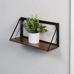 Laundry Room Makeover 8 in. H x 18 in. W x 6 in. D Melamine and Steel Shelf in Walnut/Black by Honey-Can-Do -Carnegy Avenue Sales black walnut honey can do laundry room cabinets shf 09782 76 1000