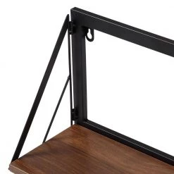 Laundry Room Makeover 8 in. H x 18 in. W x 6 in. D Melamine and Steel Shelf in Walnut/Black by Honey-Can-Do -Carnegy Avenue Sales black walnut honey can do laundry room cabinets shf 09782 fa 1000