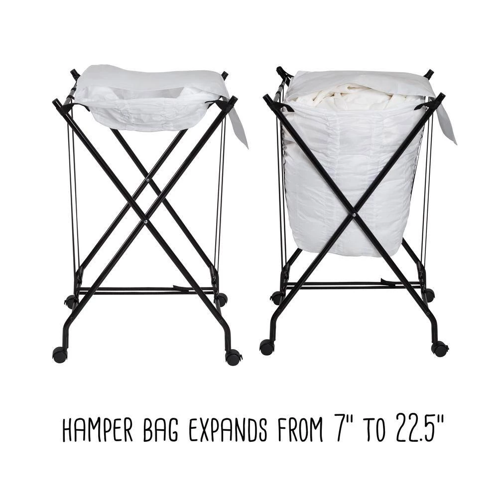 Black/White Single Bounce Back No Bend Laundry Hamper with Wheels by Honey-Can-Do 6 Black/White Single Bounce Back No Bend Laundry Hamper with Wheels by Honey-Can-Do - Image 4