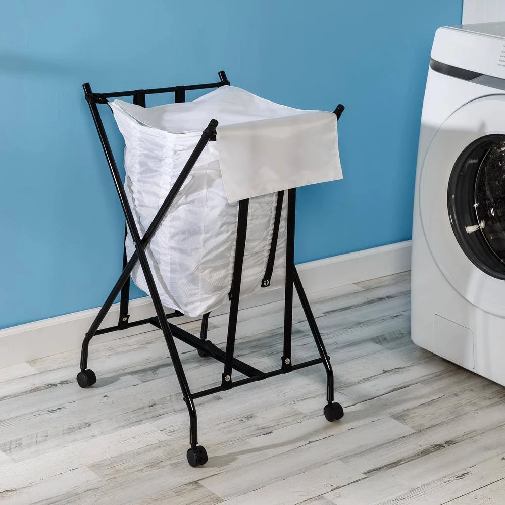 Black/White Single Bounce Back No Bend Laundry Hamper with Wheels by Honey-Can-Do 10 Black/White Single Bounce Back No Bend Laundry Hamper with Wheels by Honey-Can-Do - Image 8