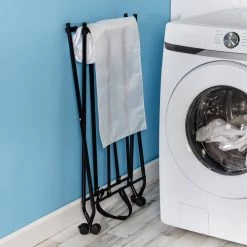 Black/White Single Bounce Back No Bend Laundry Hamper with Wheels by Honey-Can-Do 15 Black/White Single Bounce Back No Bend Laundry Hamper with Wheels by Honey-Can-Do -Carnegy Avenue Sales black white honey can do hampers hmp 09748 fa 1000